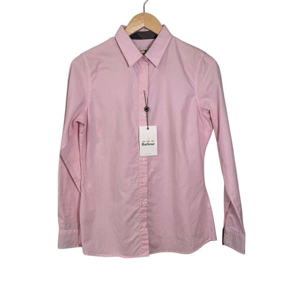 Barbour Women’s Oxford Button Down Shirt Size 6 Pile Pink Brand New
